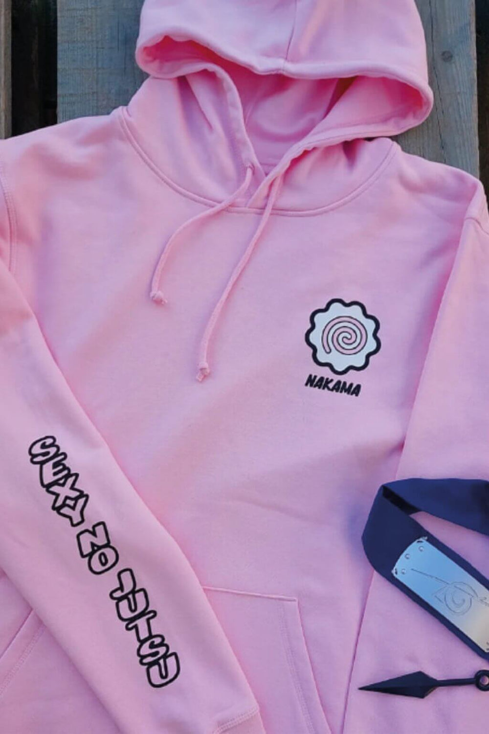 Model wearing Sexy Time anime hoodie - Nakama Clothing
