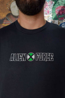 Model wearing Alien Power cartoon t-shirt - Nakama Clothing