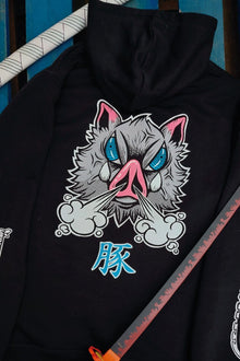 Brave Pig anime hoodie detail - Nakama Clothing