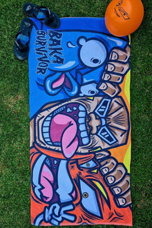 Crazy Beach anime towel front view - Nakama Clothing