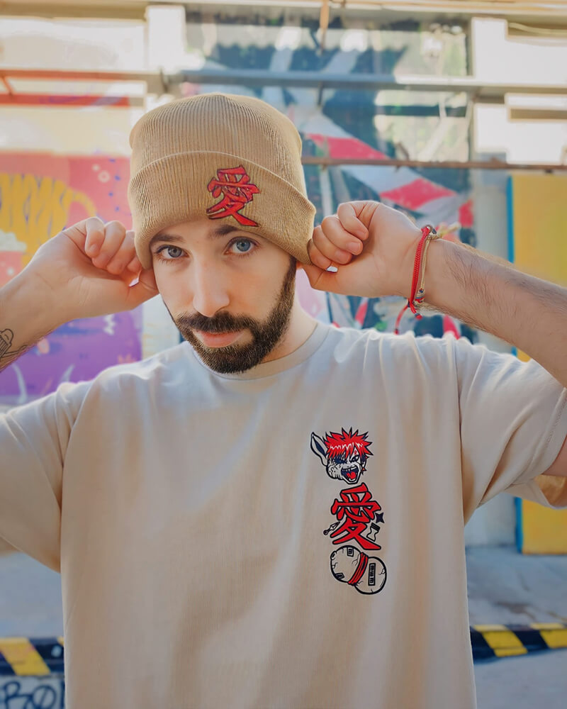 Model wearing Demon Sand anime t-shirt - Nakama Clothing