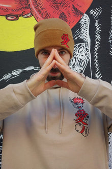 Demon Sand anime beanie detail - Nakama Clothing