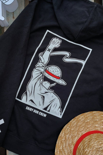 Enjoy the Crew anime hoodie detail - Nakama Clothing