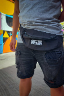 Model wearing Leaf anime fanny pack - Nakama Clothing