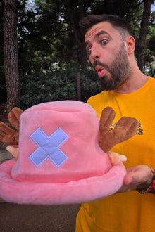 Model wearing Rudolf anime hat - Nakama Clothing