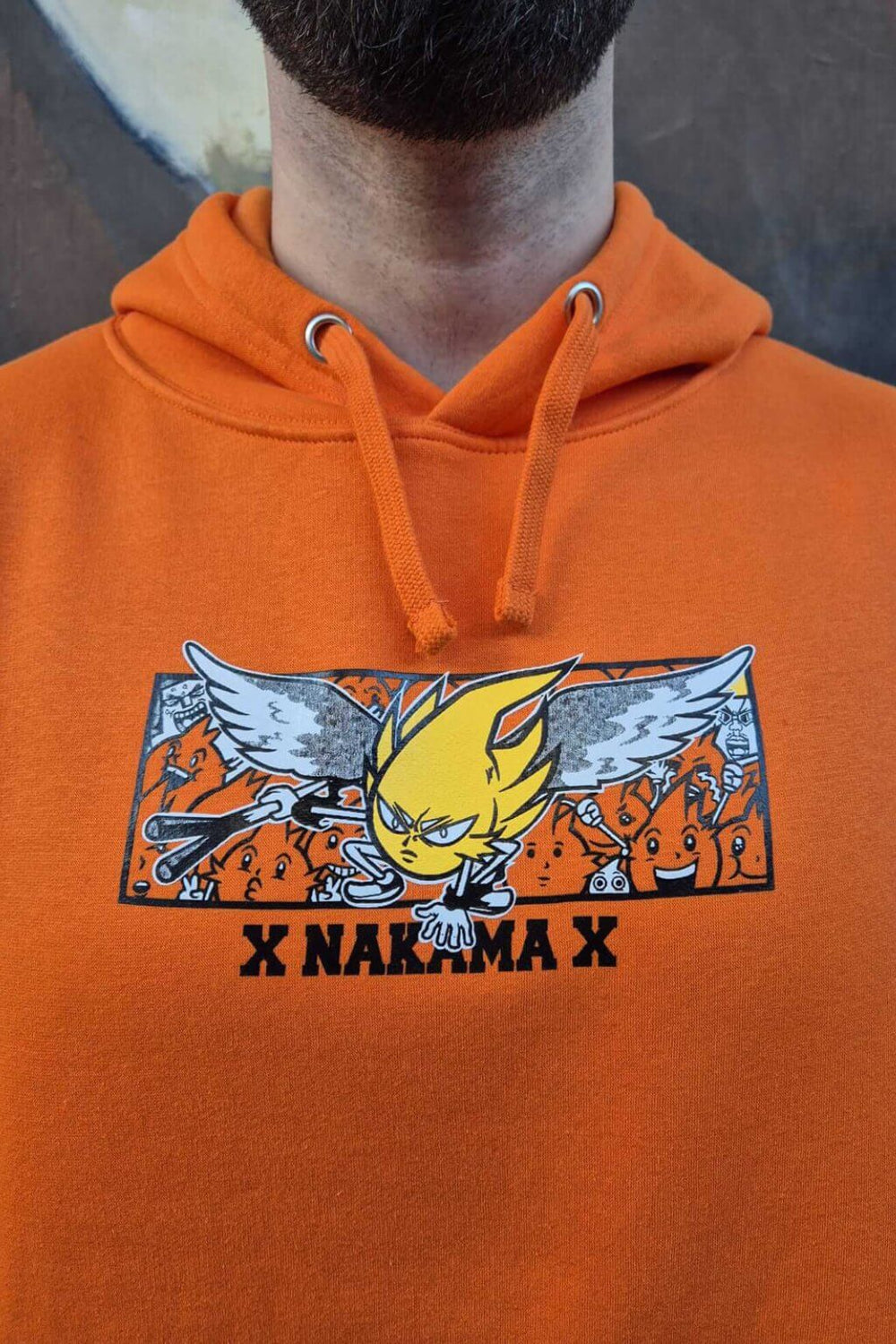 Model wearing Sparkling Power anime hoodie - Nakama Clothing