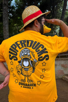 Model wearing Super Ducks anime t-shirt - Nakama Clothing
