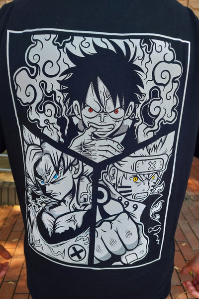 The King Three anime t-shirt detail - Nakama Clothing
