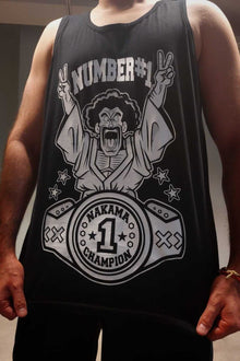The Strongest Human anime tank top detail - Nakama Clothing