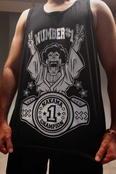 The Strongest Human anime tank top detail - Nakama Clothing