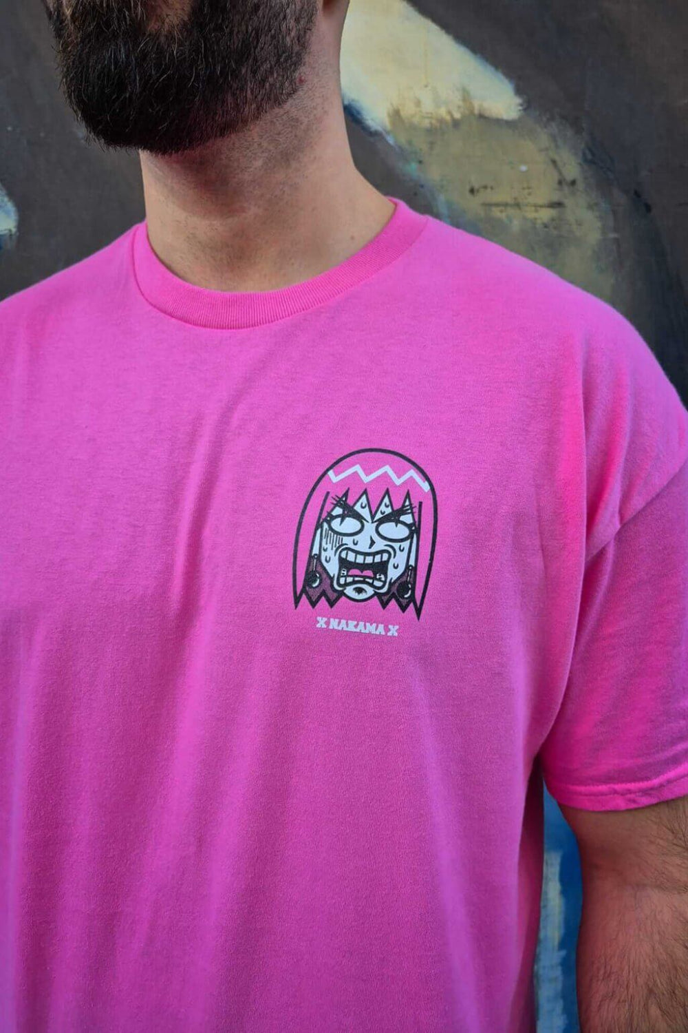 Model wearing WTF Power anime t-shirt - Nakama Clothing