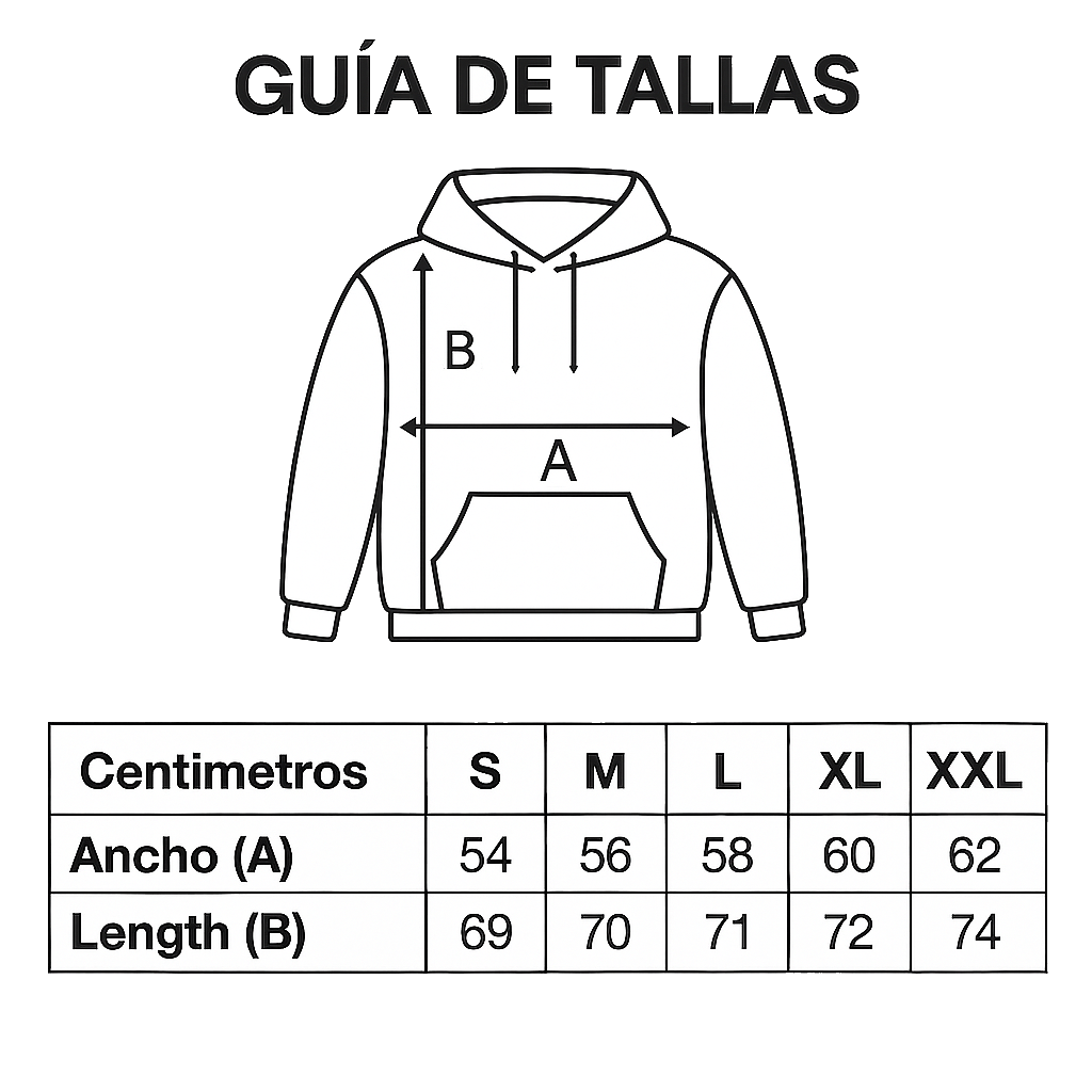 Guía de tallas (Hoodie)